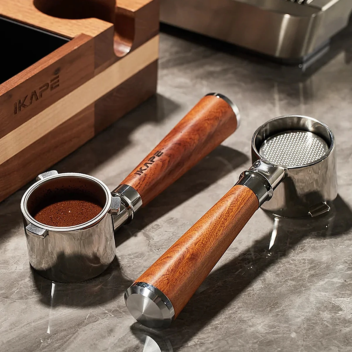 Portafilter 58Mm - IKAPE Portafilter tanpa dasar untuk Delonghi/Barsetto/berivle/Lamarzocco/Welhome/Flair58/ECM/Lelit/wega