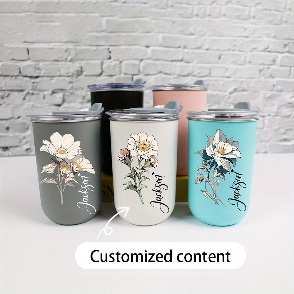 Coffee Equipment Names - Tumbler Stainless Steel Vintage Motif Bunga